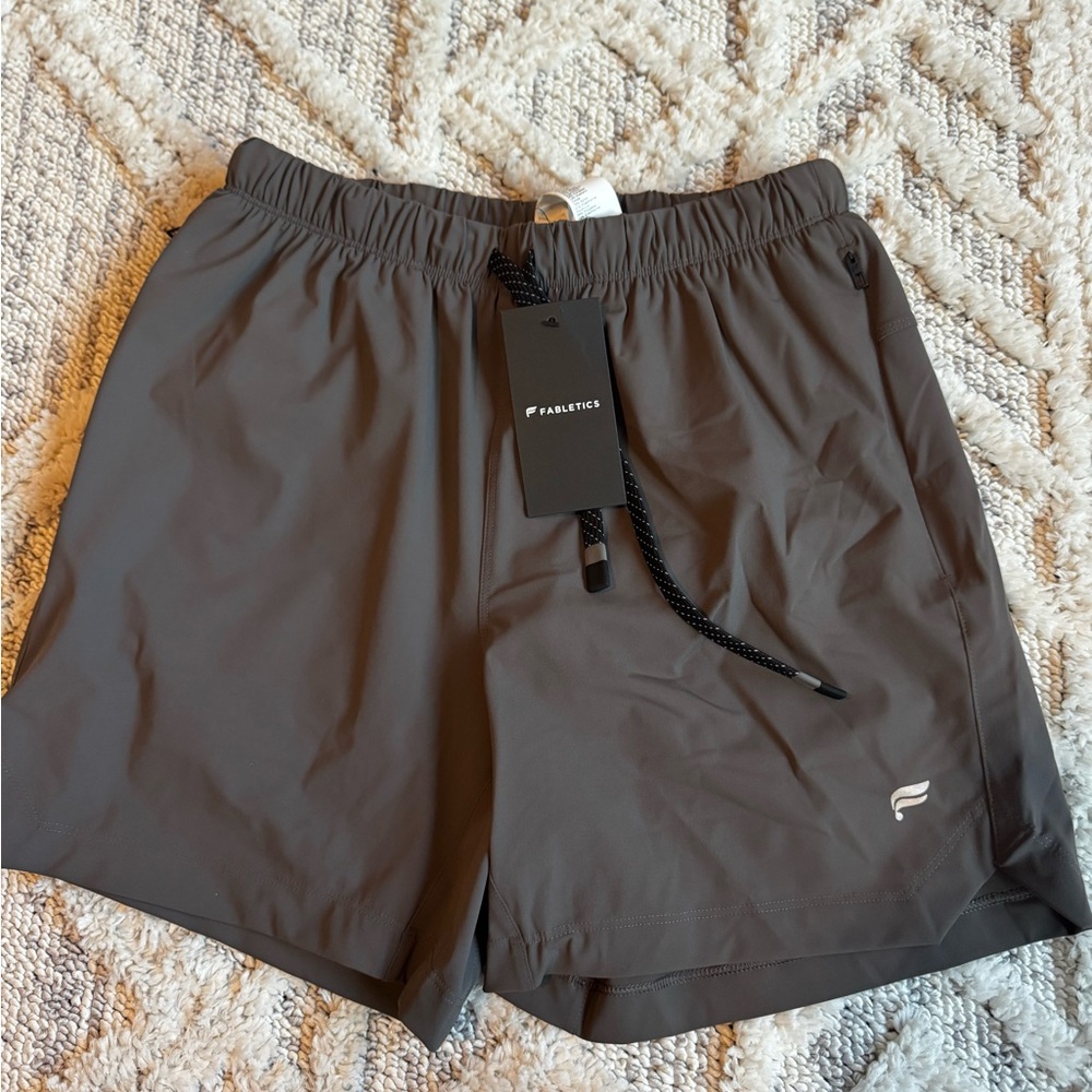 Fabletics Gray Athletic Shorts with Elastic Waistband